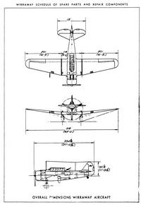 Overall dimensions of CAC Wirraway Mk 1 aircraft